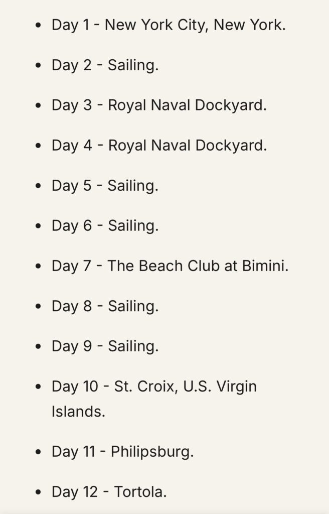Cruise Itinerary